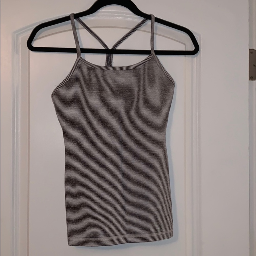 Lululemon grey and white striped tank